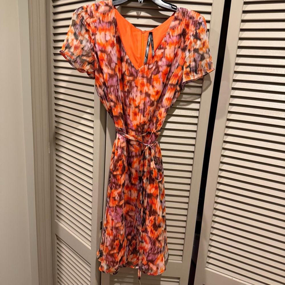 NWOTs Never Worn…Andrew Marc Orange and Purple A-Line Midi Dress